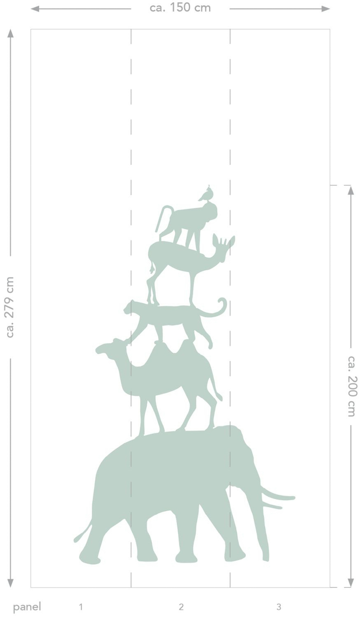 Wandbild Tiere mintgrün 150 x 279 cm 158921