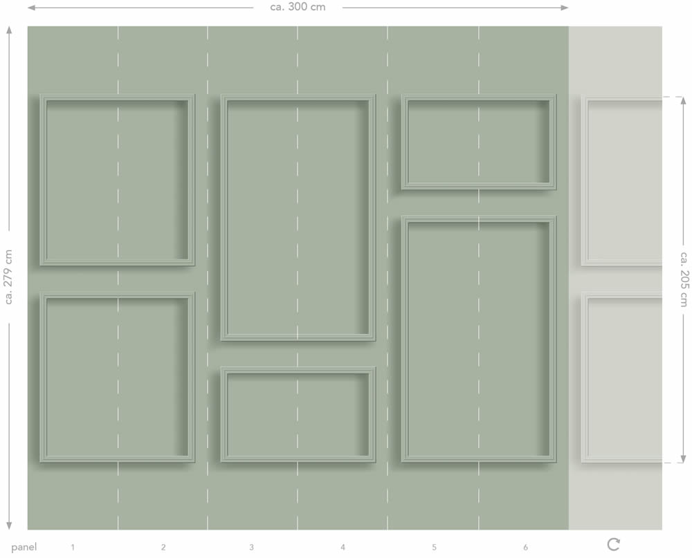 Wandbild Wandpaneele Kassettenoptik grün 300 x 279 cm 158966