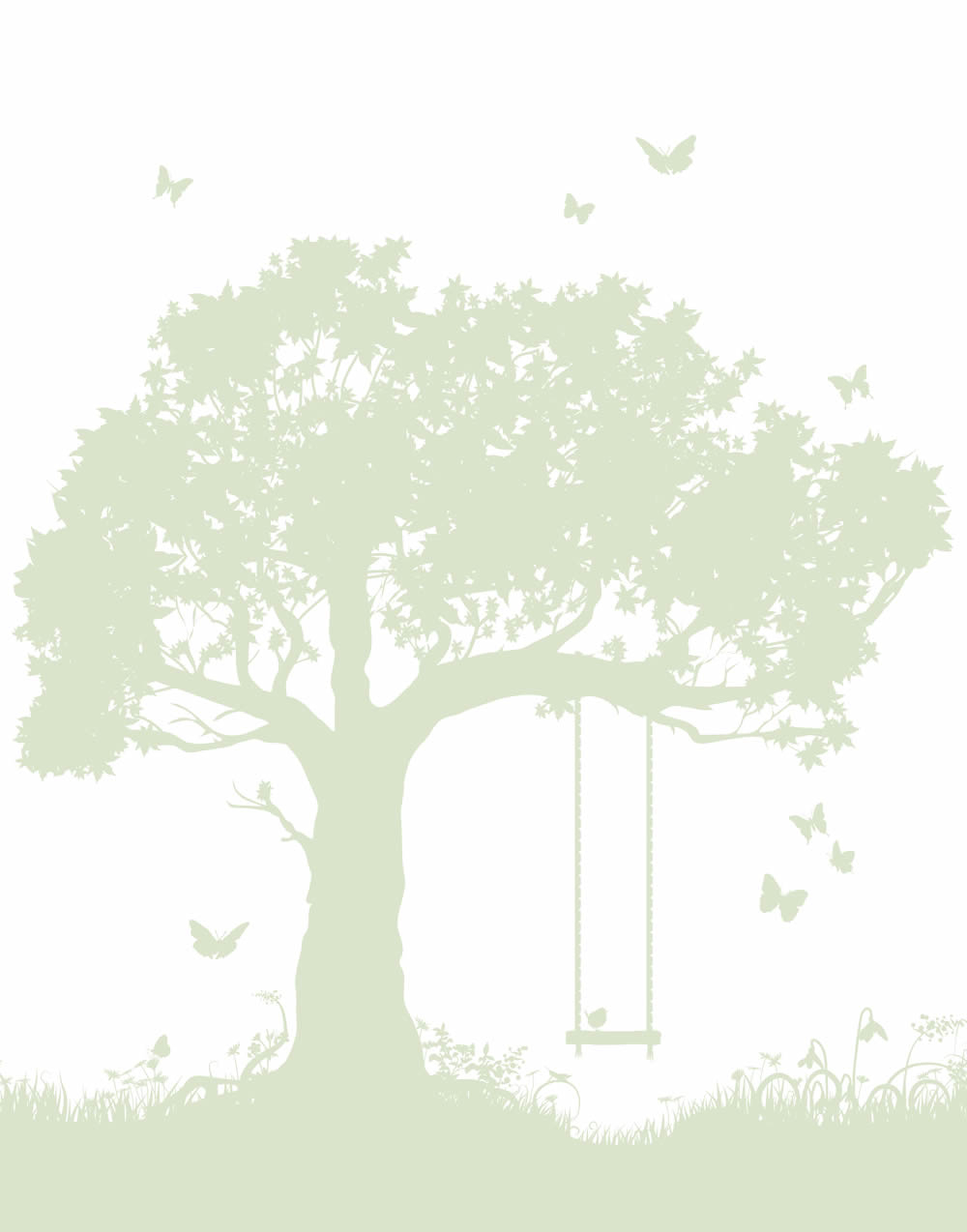 Baum Wandbild 2,12 x 2,70 m Natur weiß grün Kids Walls 45879