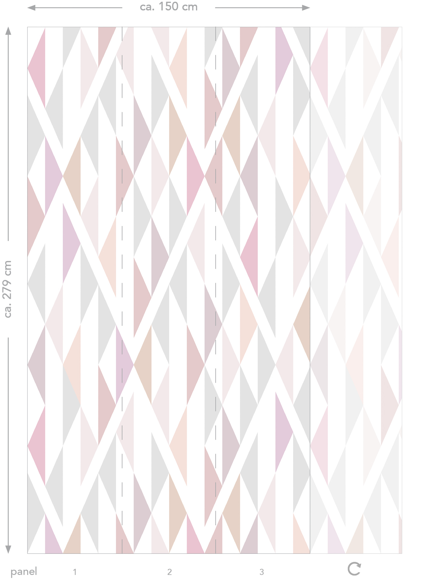 Wandbild Rauten Scandi pastellfarben 150 x 279 cm 158903
