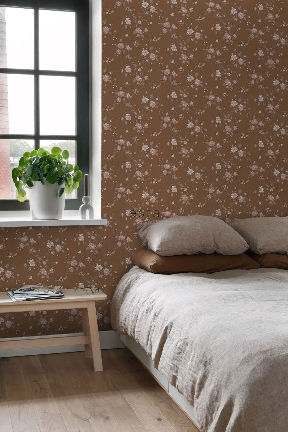 Tapete Romantische Blumen Vintage braun Vlies 139286