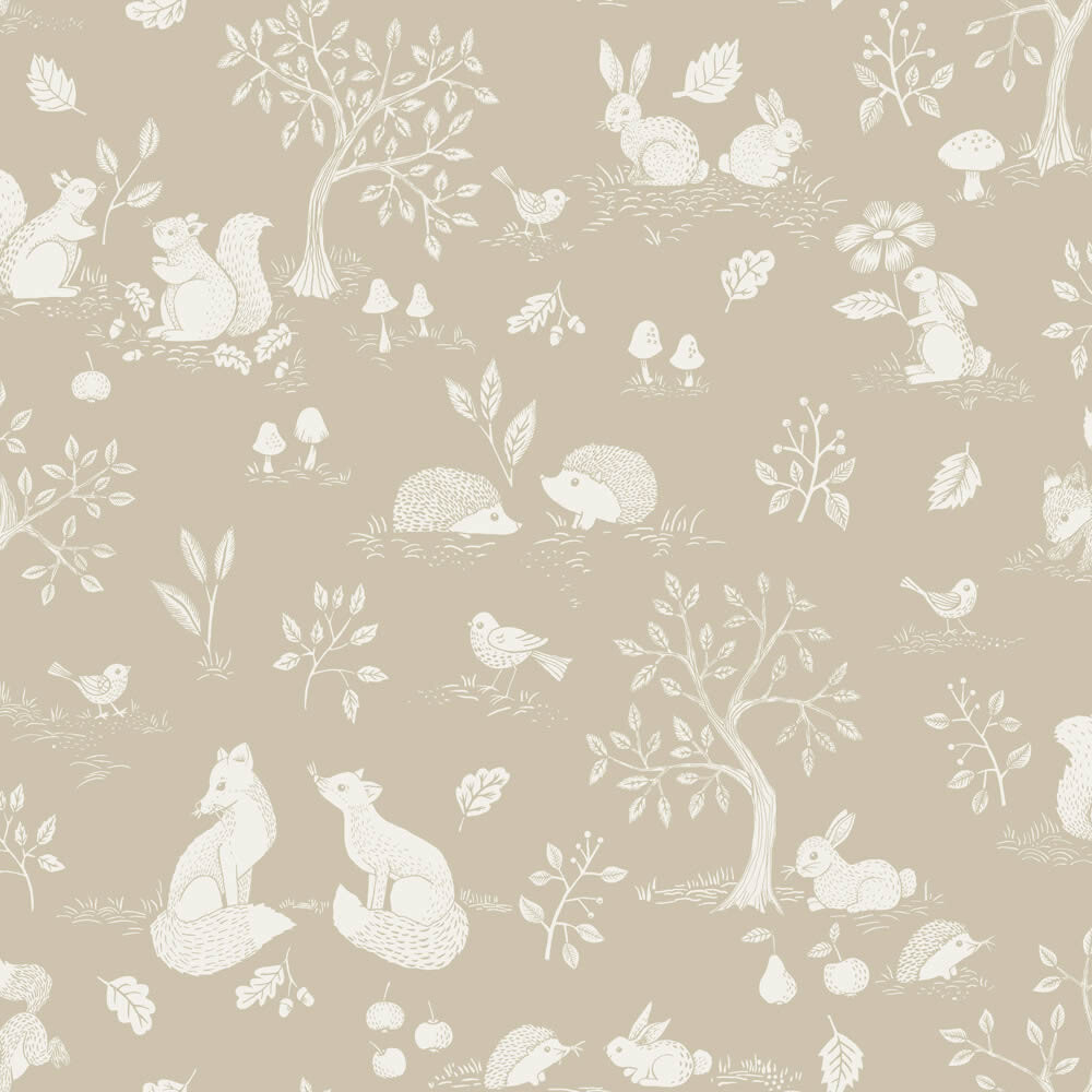 Tiere im Wald Vliestapete beige Grönhaga Rasch Textil 144126-23-144126.1M