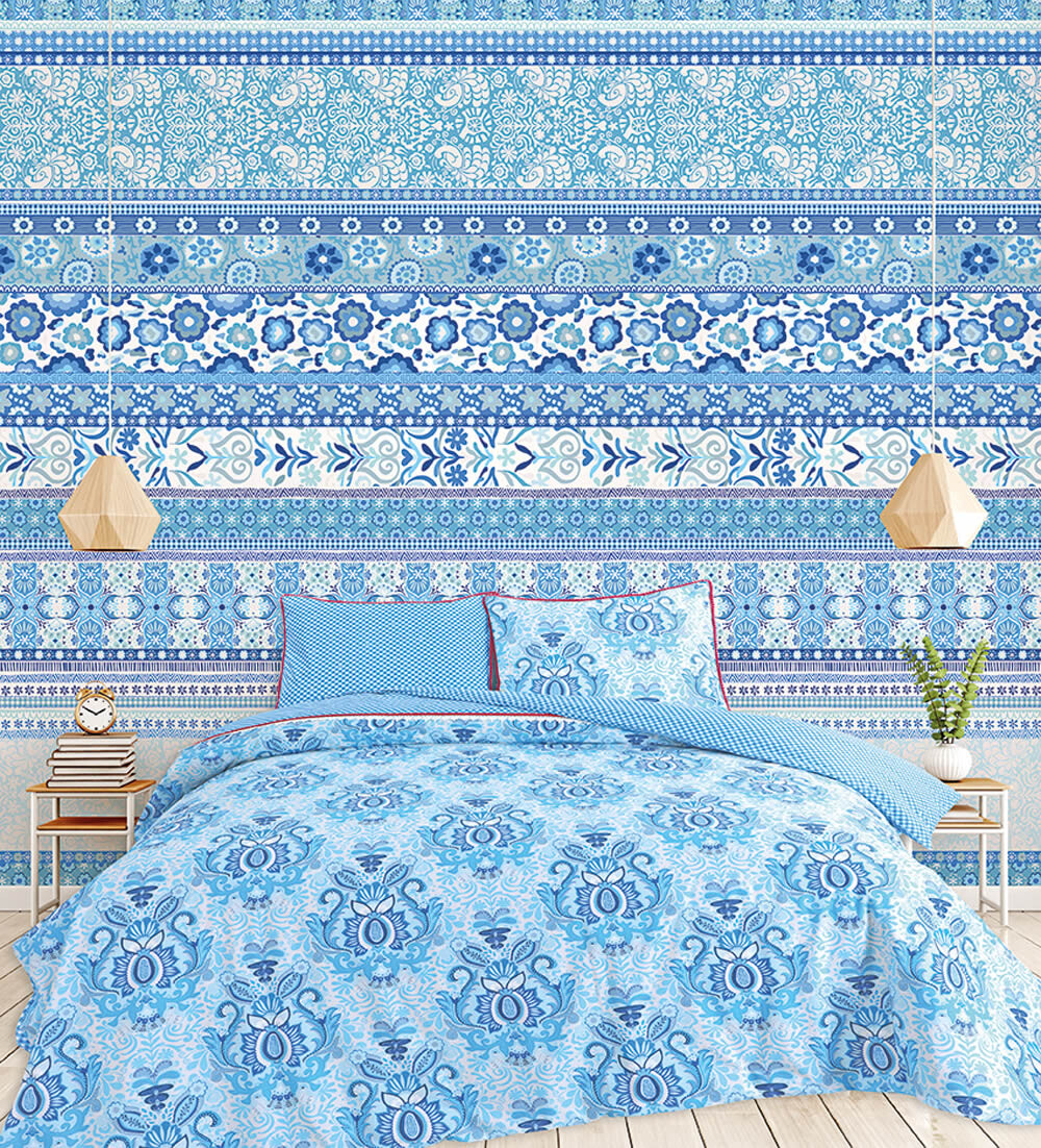 Wandbild Blumen Blau Patchwork-65-TD4006