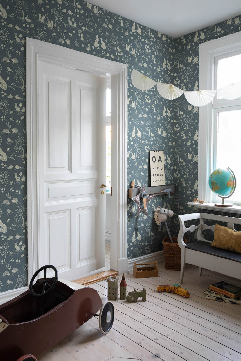 Waldtiere Tolle Kinderzimmertapeten Vliestapete dunkelblau Grönhaga Rasch Textil 044129-23-044129.1M