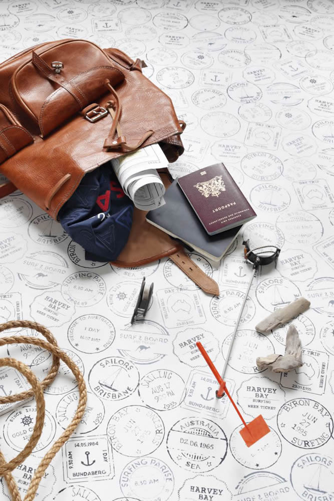 Non-woven wallpaper stamp motif blue-23-138980.1M