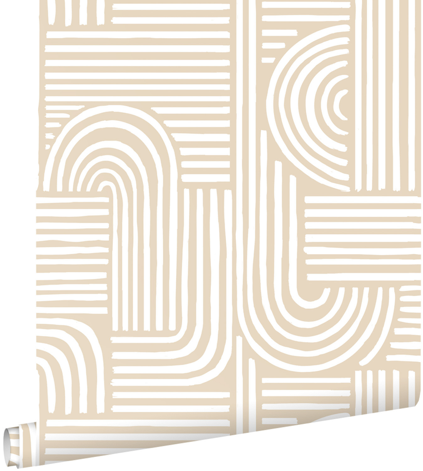 Geometrische Ethnomuster Vliestapete Vierecke zart beige