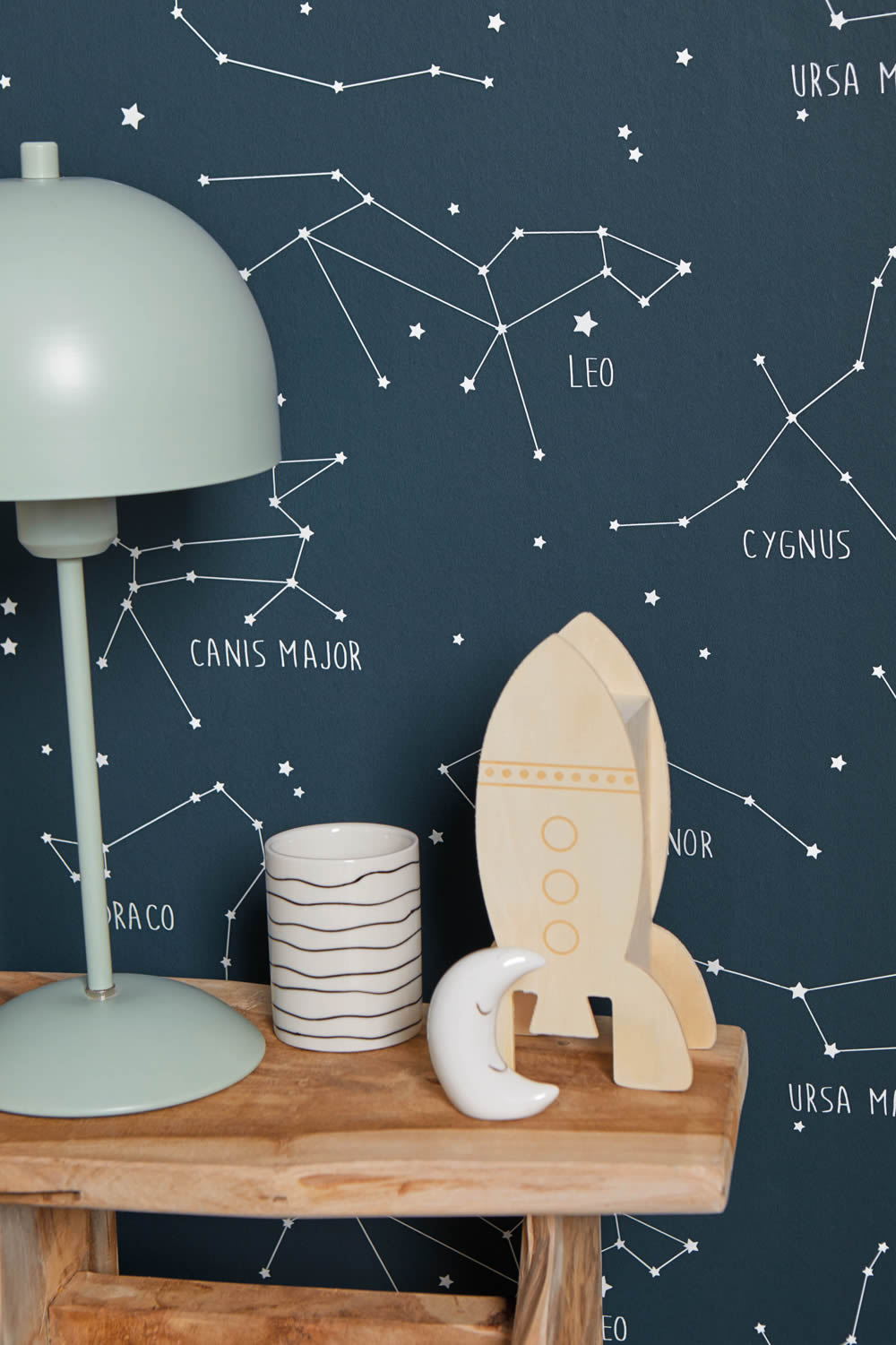 Non-woven wallpaper night blue glowing zodiac signs Caselio Our Planet-36-OUP101916918.1M
