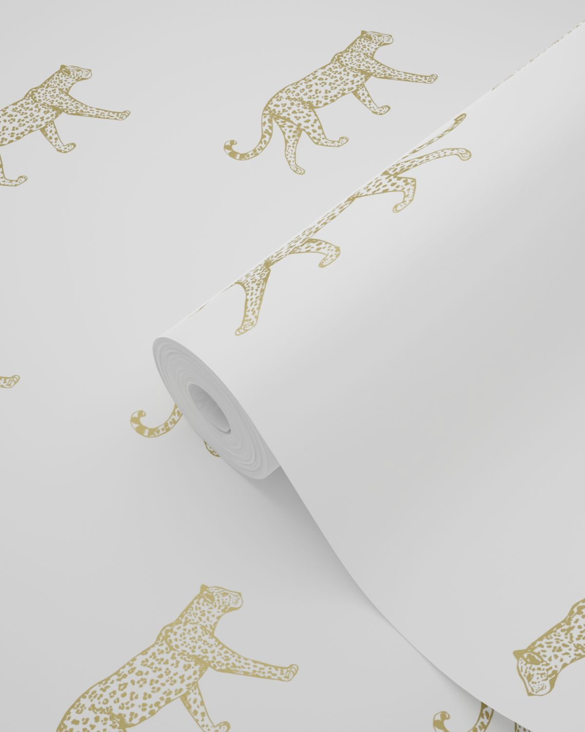 Tapete goldene Leoparden Tiere weiß Vlies 347685