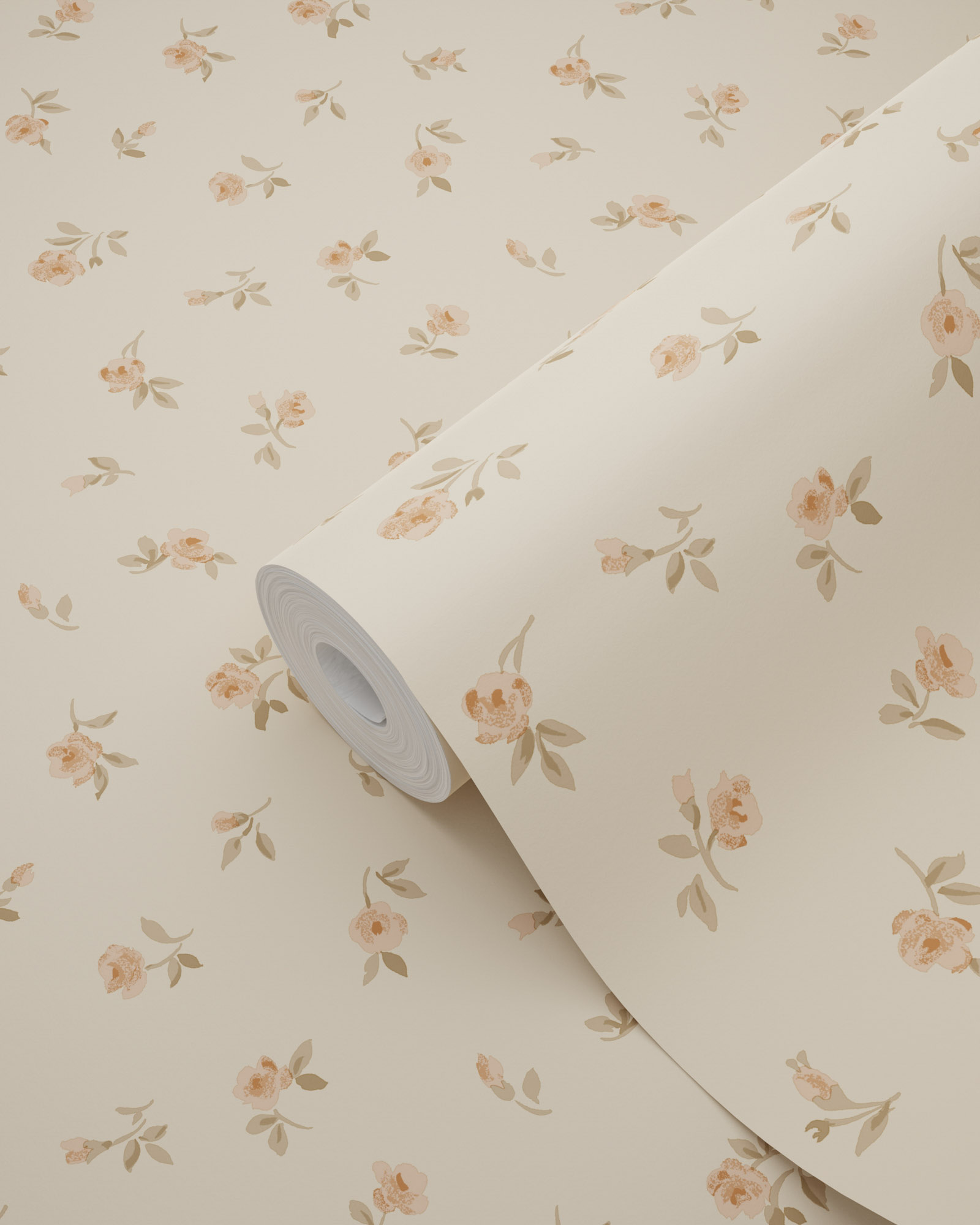 Landhausstil Blumenmuster Rosen Vliestapete gebrochen weiß