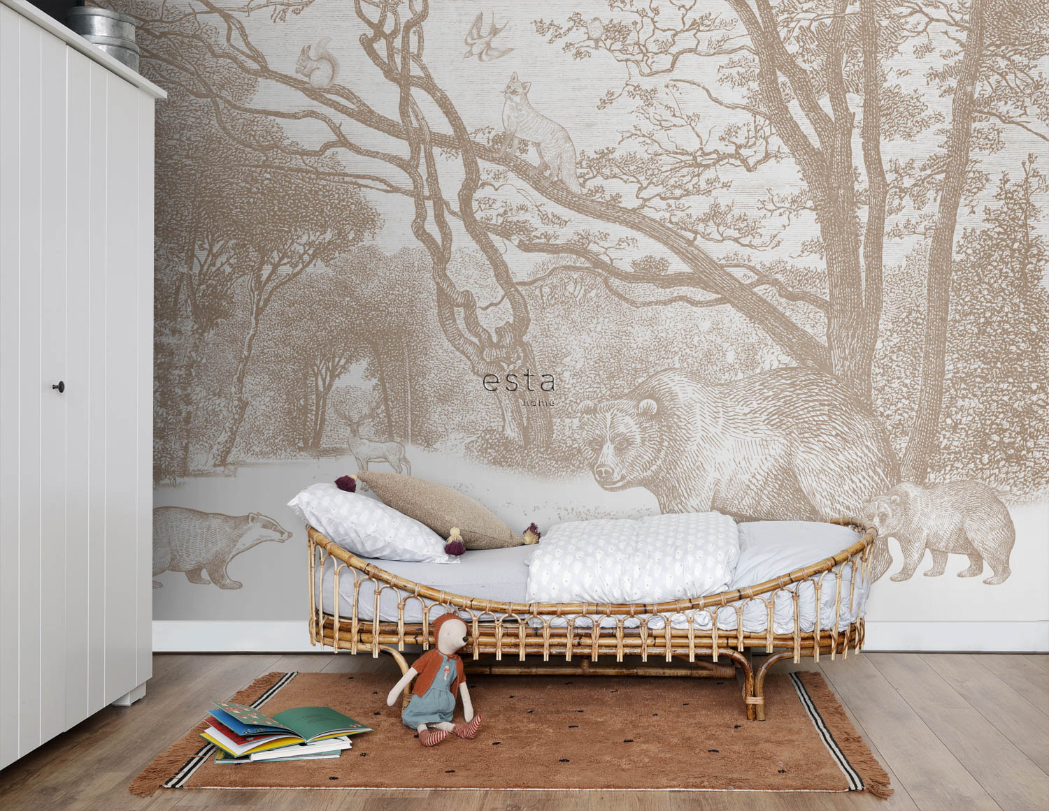 Wandbild Waldtiere beige 350 x 279 cm 159064
