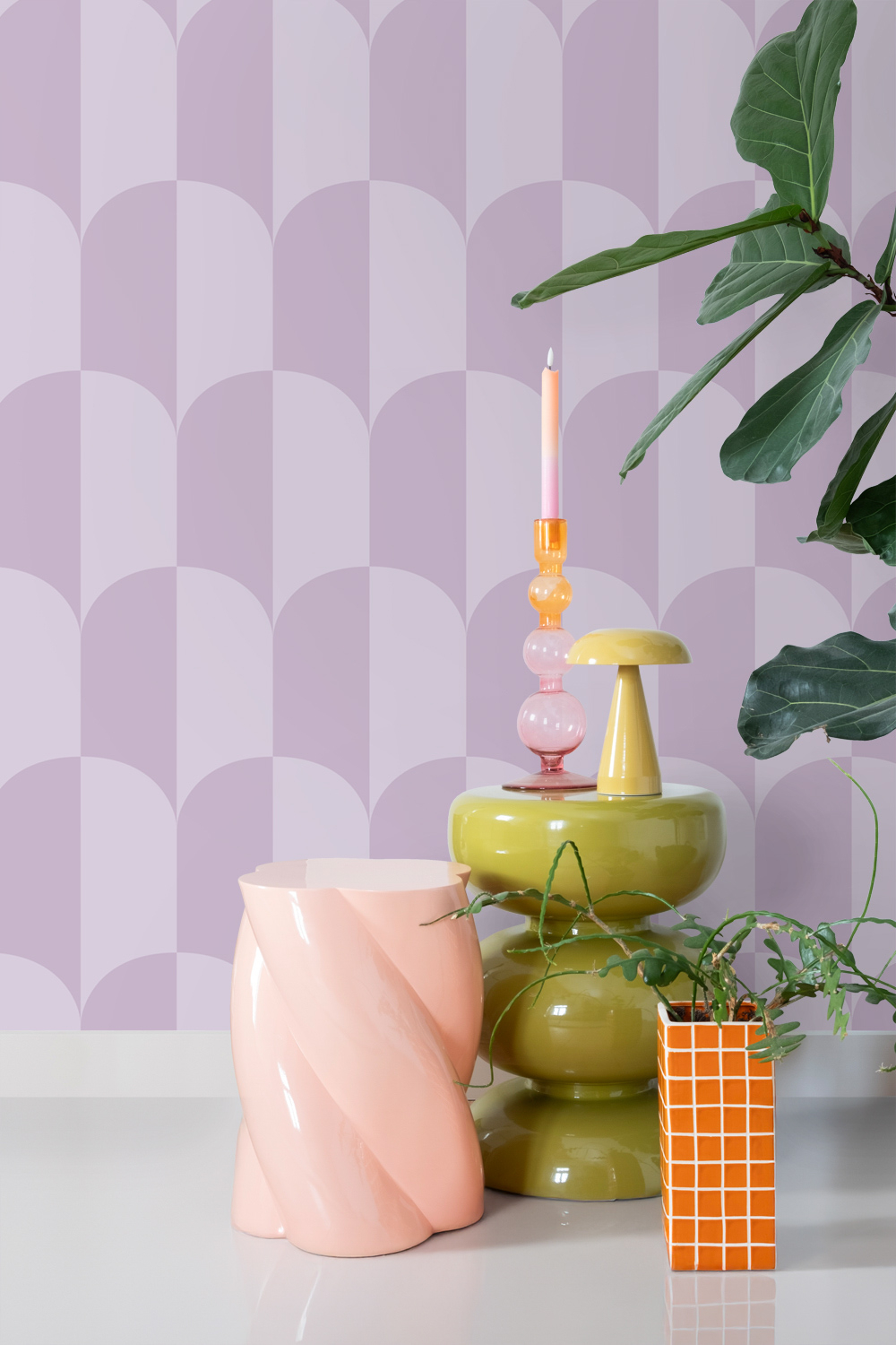 Tapete Art Deco Tapete Bogen lila Retro Vlies 139993