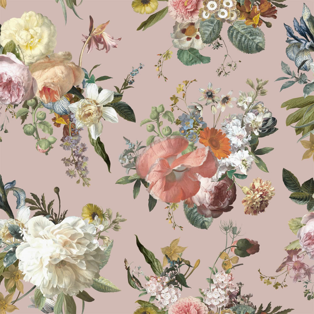 Vintage Blumentapete Blumensträuße altrosa 139367