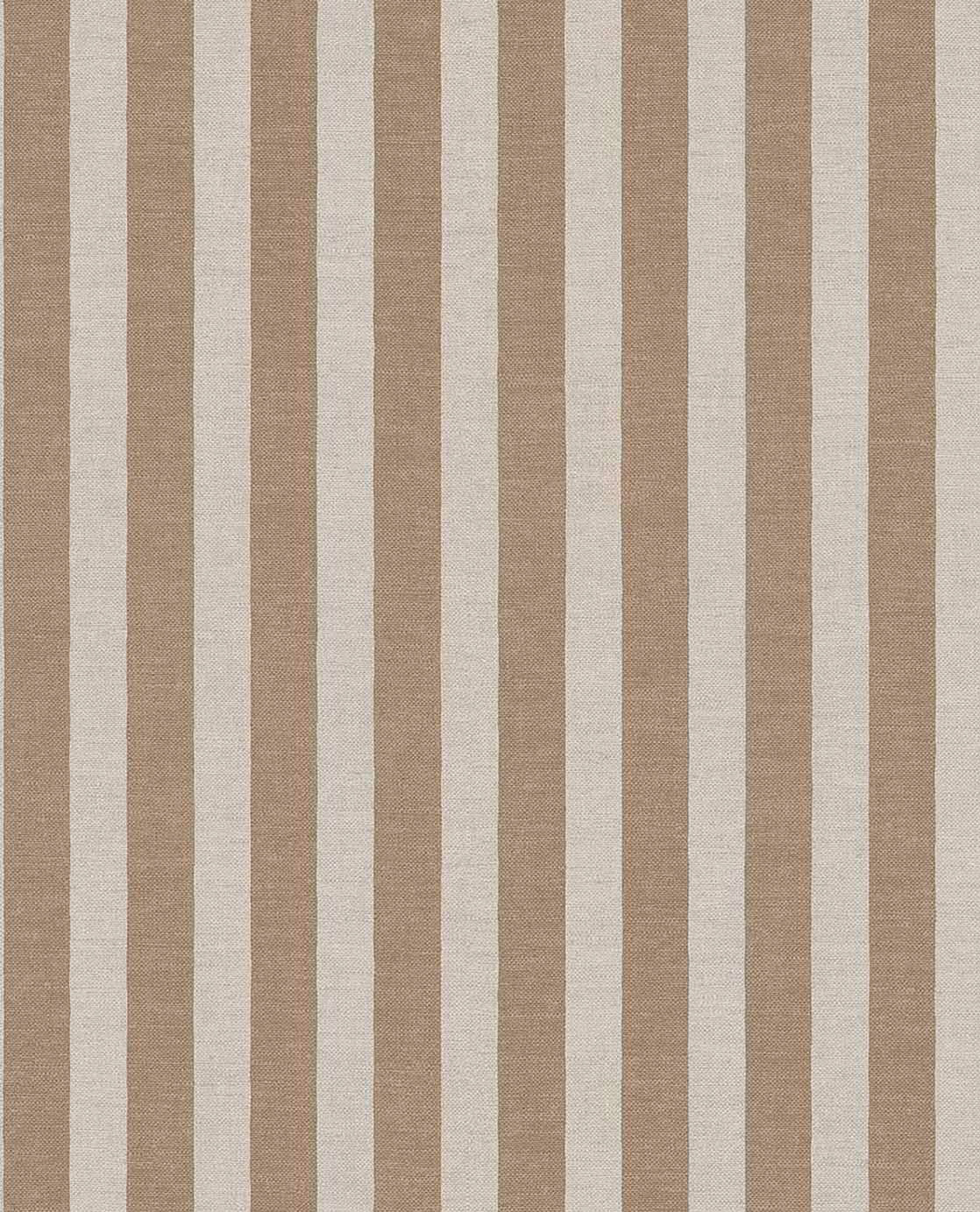 Musterstück ca. 12 cm Schlichte Streifenmuster Vliestapete zweifarbig braun beige