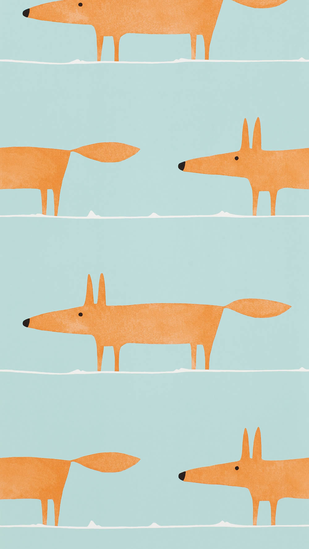 Tapete Fuchstapete Mr Fox Scandi Style hellblau orange NSWA110849