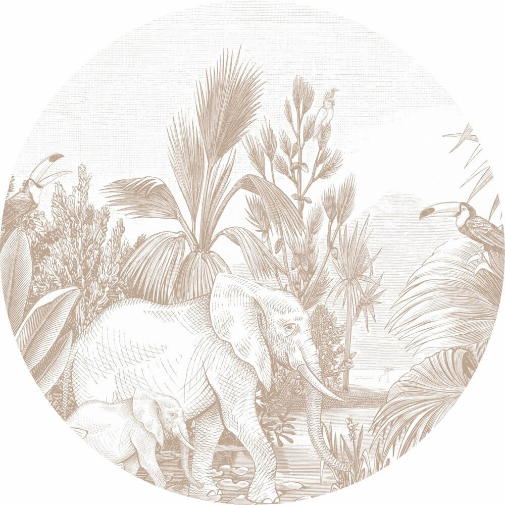 Tropical plants off-white and brown mural Woodland Rasch Textil 159088-23-159088