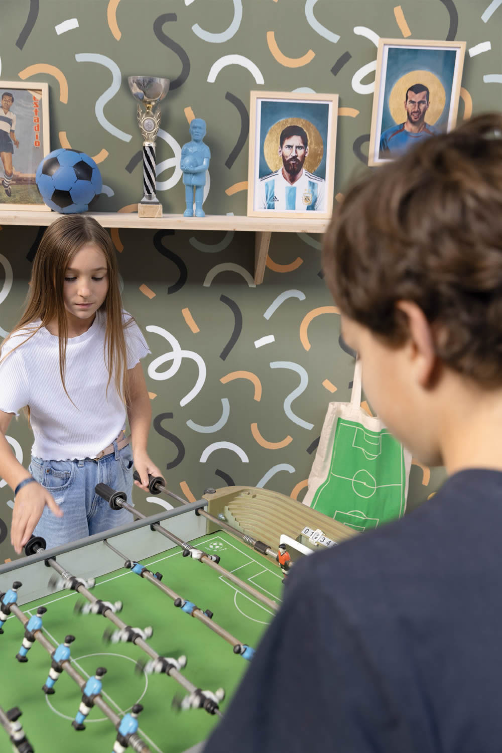 Moss green and colorful wallpaper small lines Young and freer YNF103397010-36-YNF103397010.1M