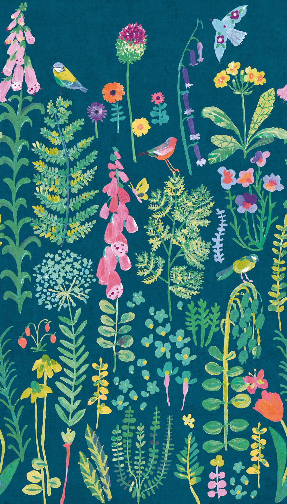 Florales Wandbild 159 x 280 cm Blumen Scandi blau ML1902 