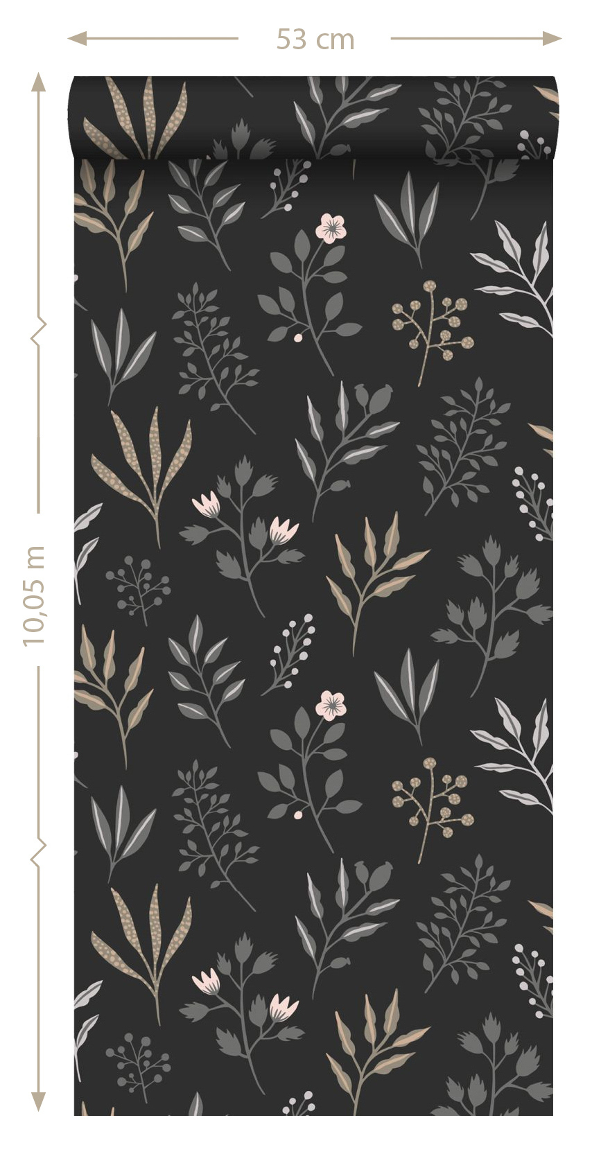 Tapete skaninavische Blumen schwarz Vlies 139083