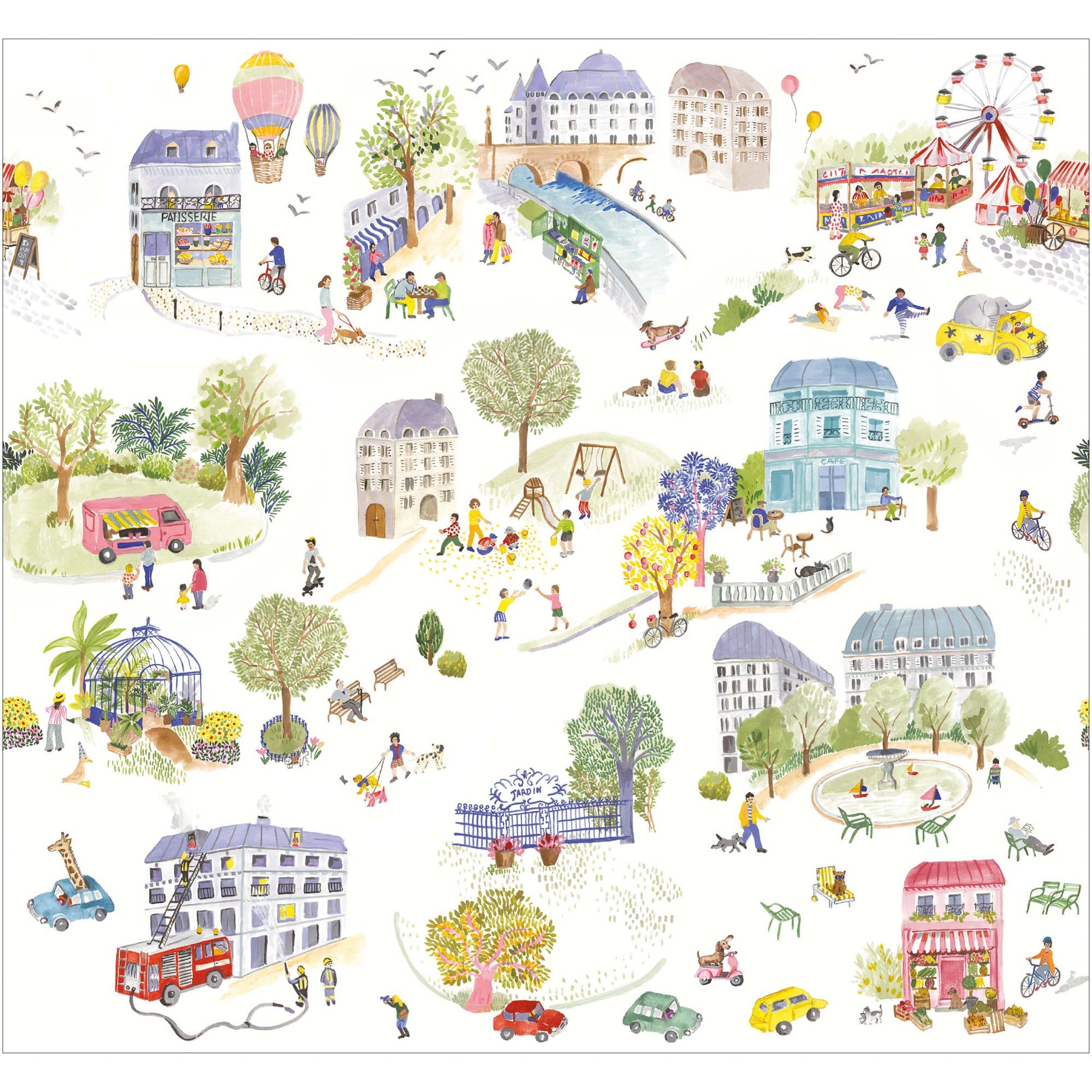 Wandbild M Sommer Kleinstadt happy Kids 300 cm x 280 cm