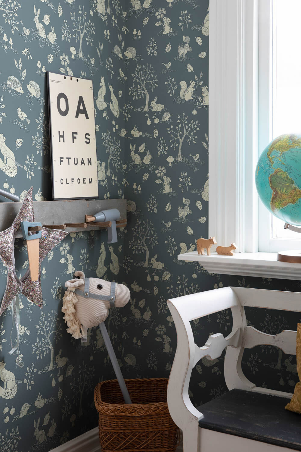 Waldtiere Tolle Kinderzimmertapeten Vliestapete dunkelblau Grönhaga Rasch Textil 044129-23-044129.1M