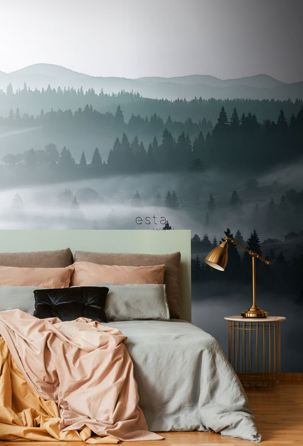 Wandbild Nebelberge Landschaft grün 279 x 279 cm 158910