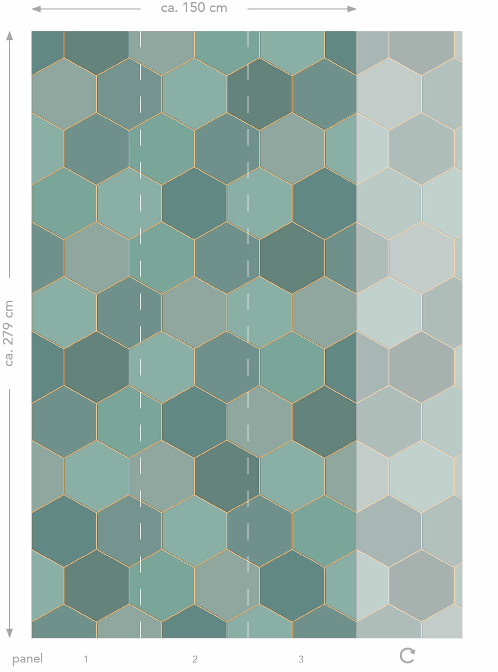Waben Wandbld geometrisch petrol Vlies 150 x 279 cm 158958