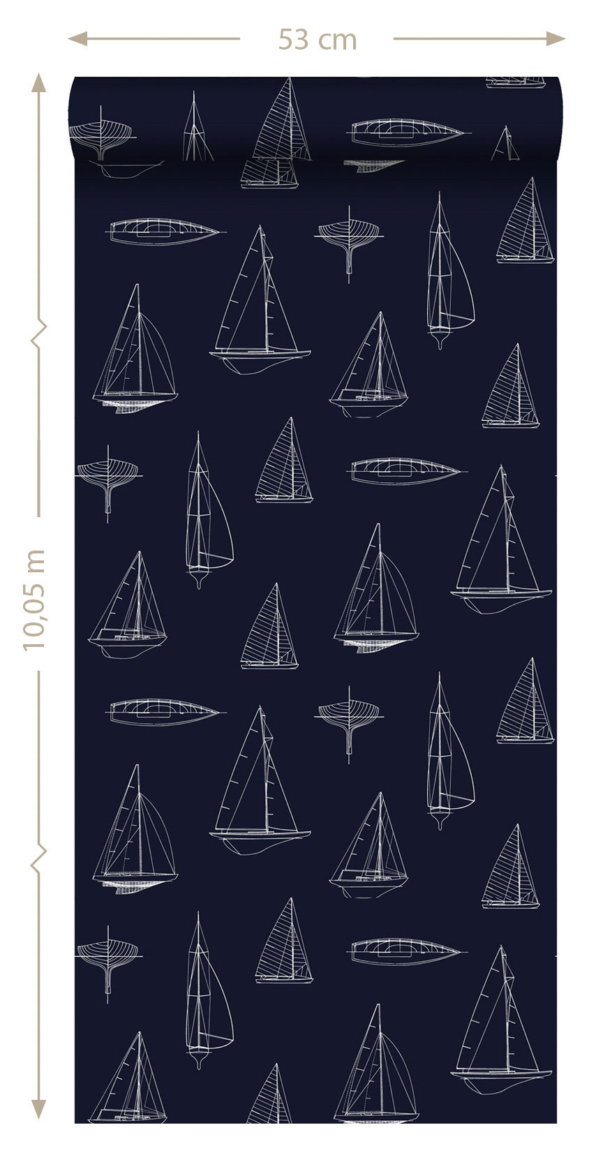 Boot Tapete maritim marineblau Vlies 136428