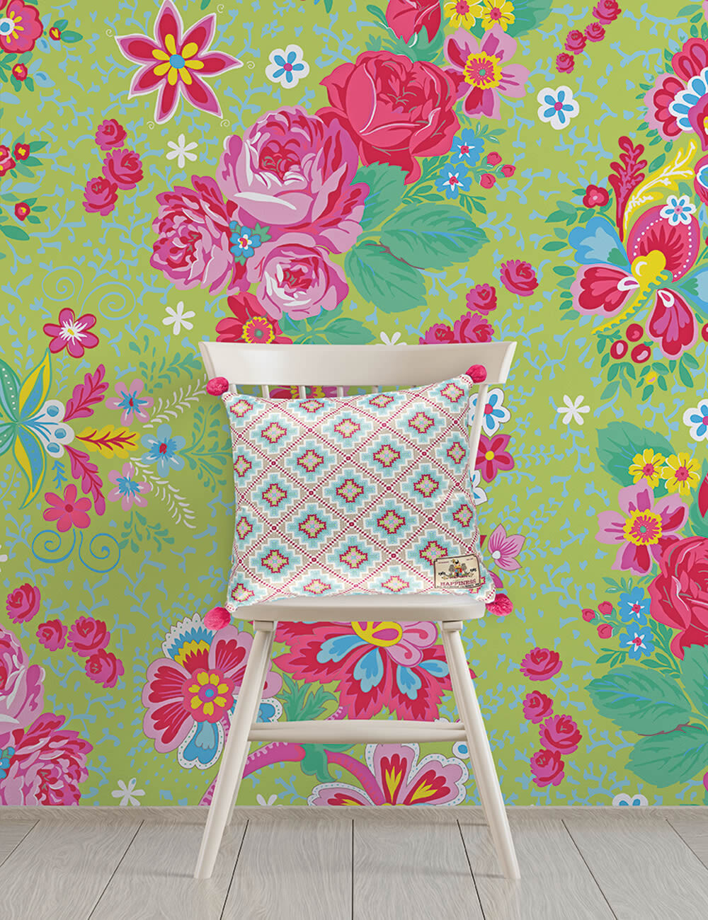 Wandbild Große Blumen Apfel-Grün-65-TD4057