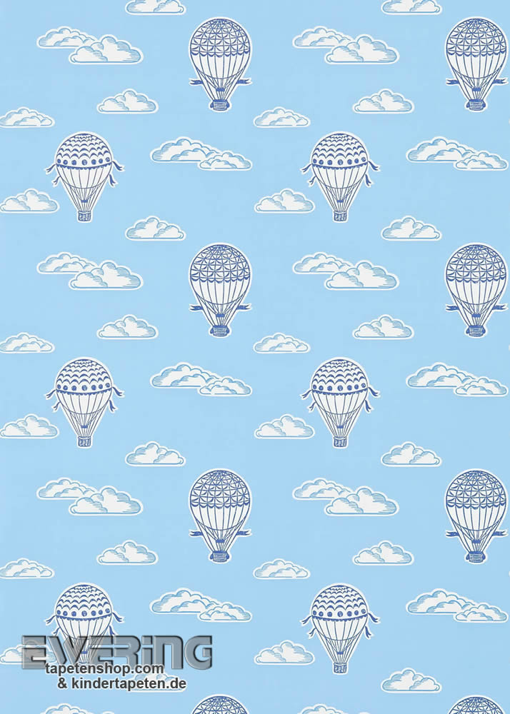Hell-Blau Papiertapete Ballon