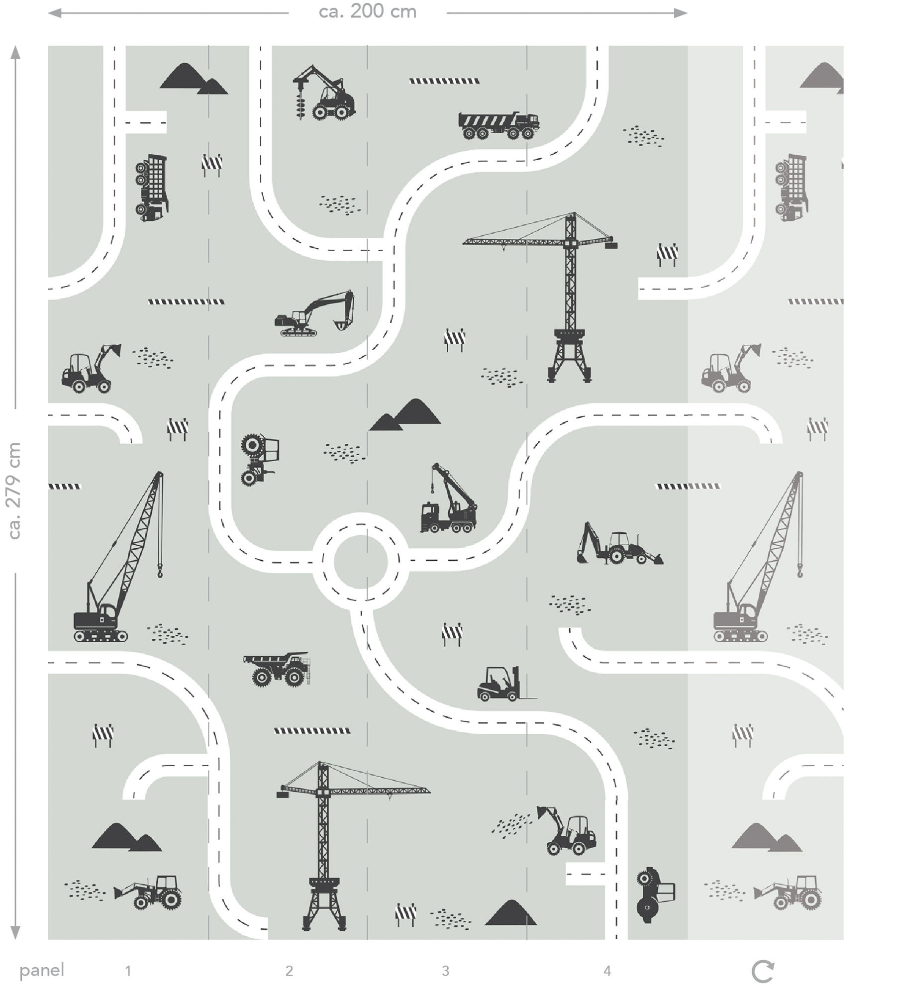 Wandbild Baustelle Straßen mint 200 x 279 cm 159058