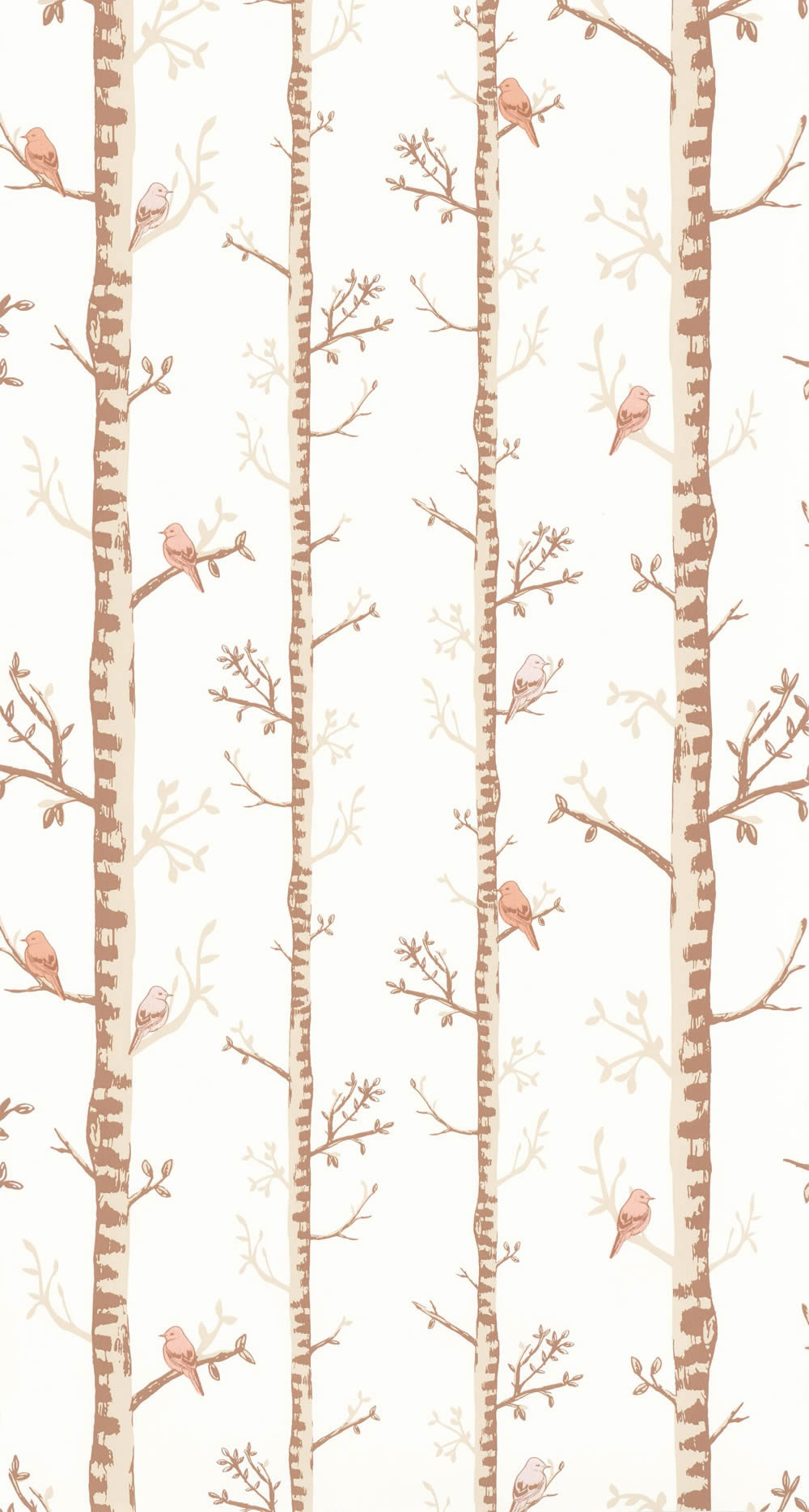 Bäume und Vögel Weiß und braun Tapete Caselio - Autour du Monde Texdecor ADM103562011