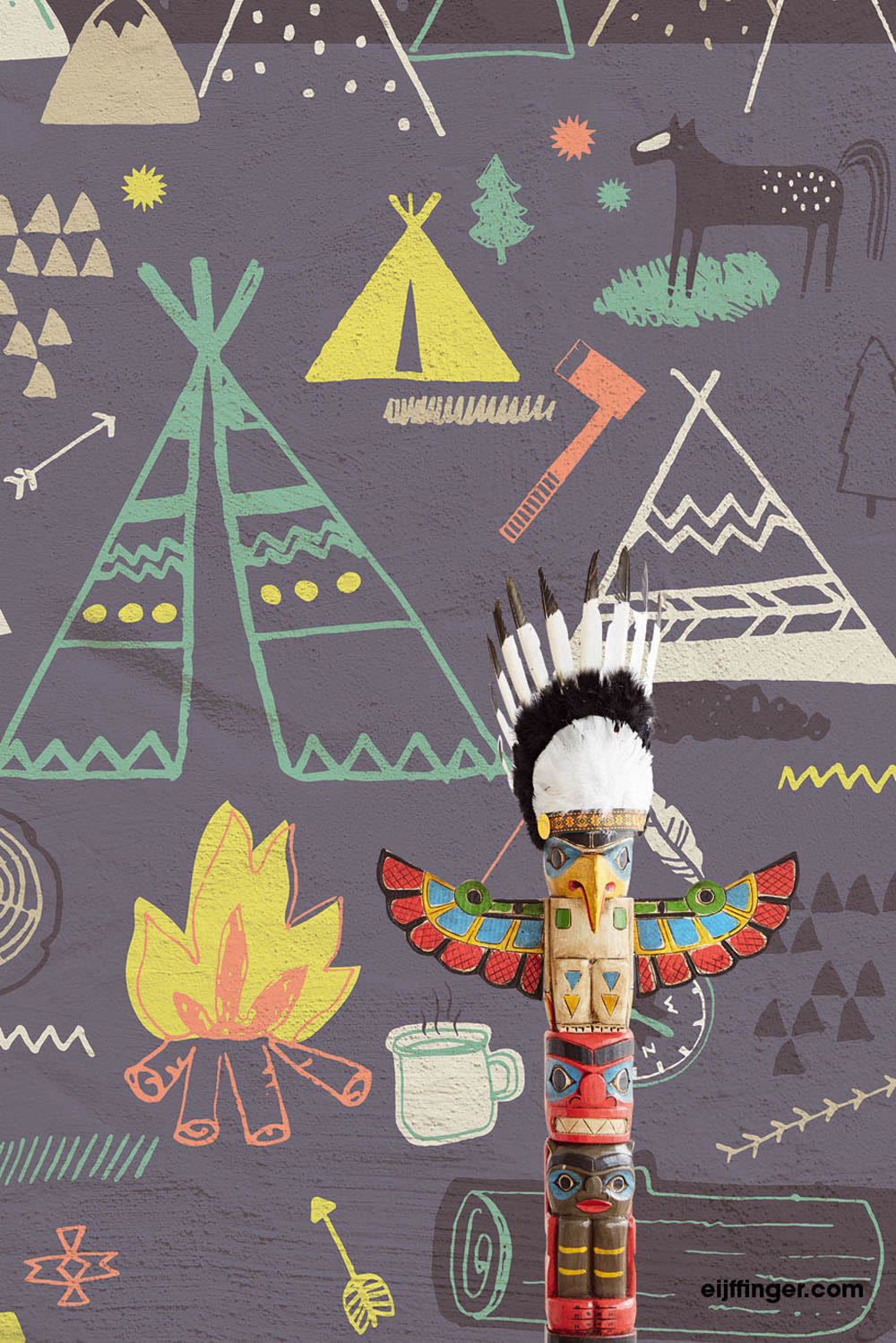 Indian mural night blue-55-364127