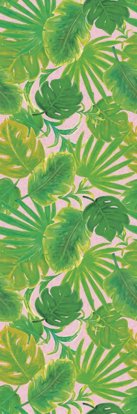 Pink Green Mural Palm Leaves-55-383604