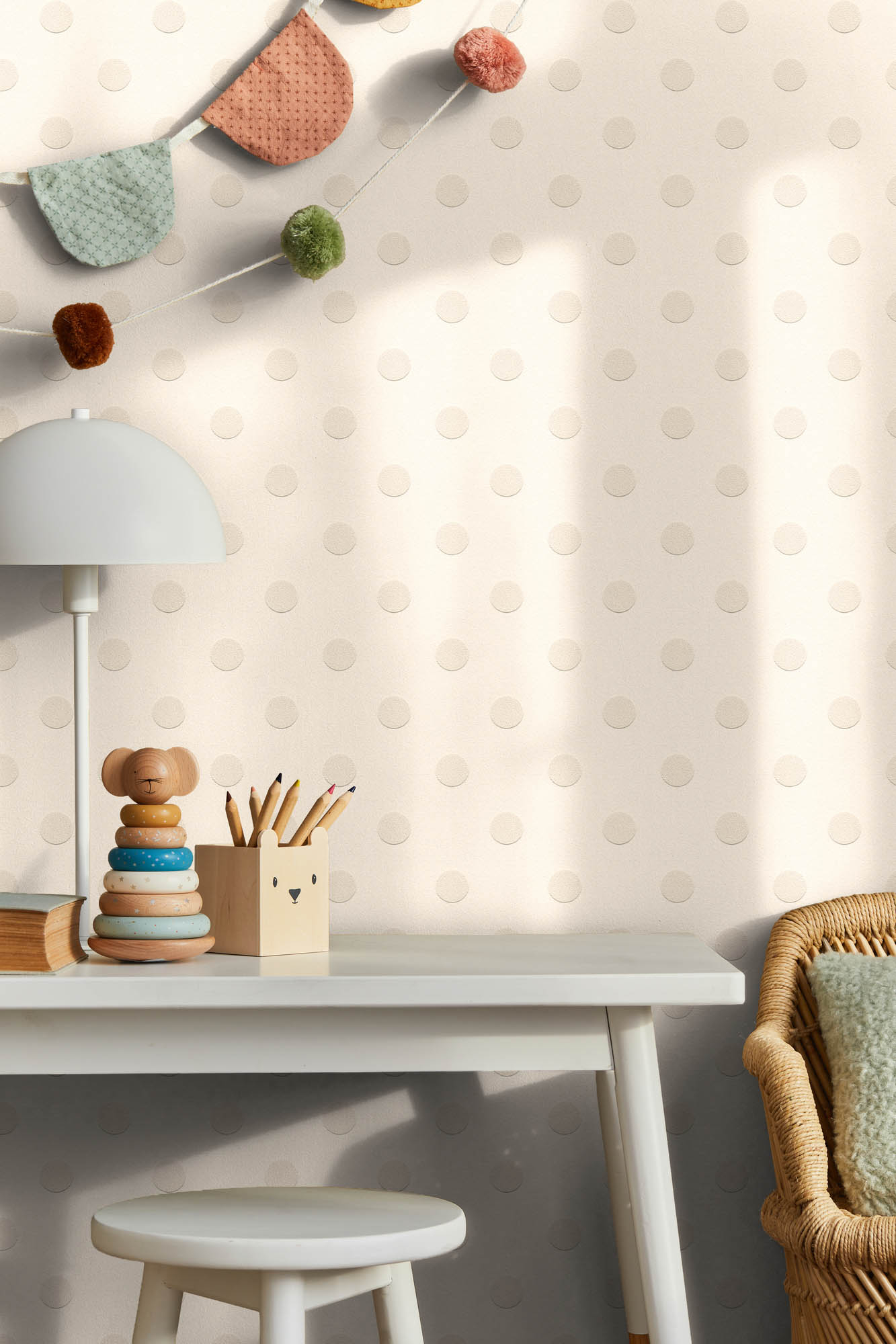Tapete Punktetapete Kreise beige cremeweiß Vlies 363362