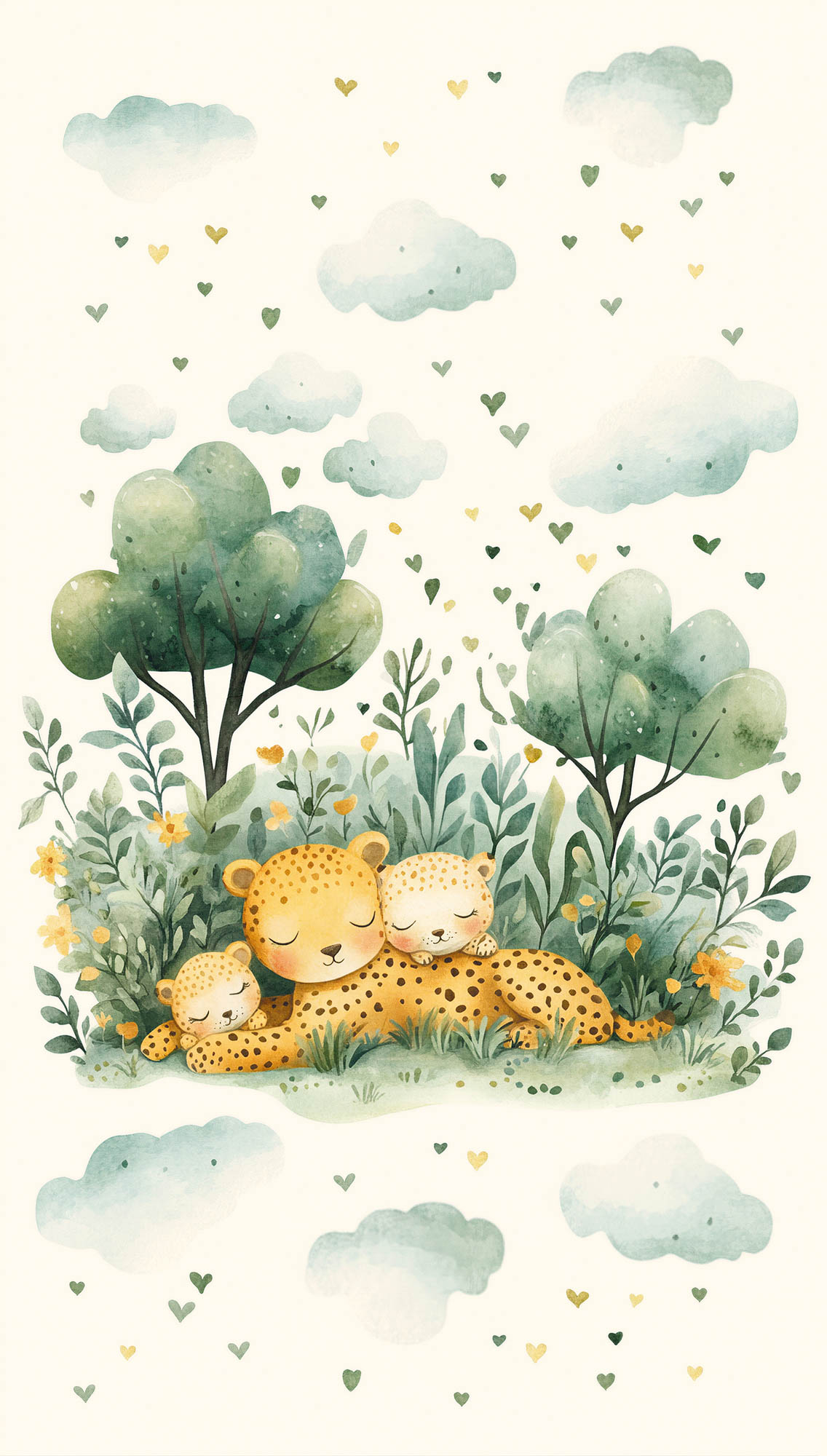 Wandbild schlafende Leopardenfamilie weiß 159 x 280 cm 792897