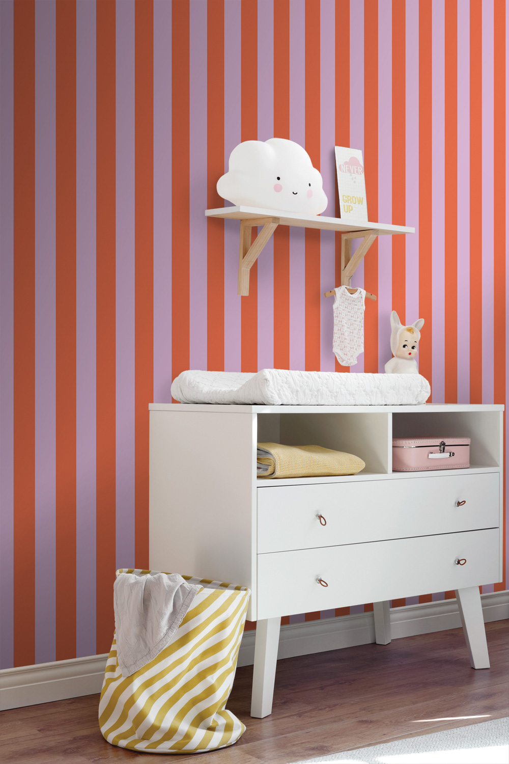Tapete Streifen Tapete Retro orange lila Vlies 139904