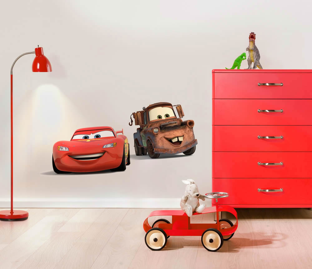 Wandsticker selbstklebend Cars Lightning McQueen Autos Braun Rot 
