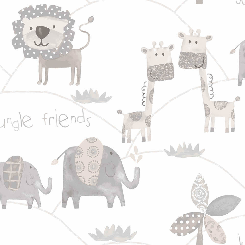 Non-woven wallpaper animals bright grey