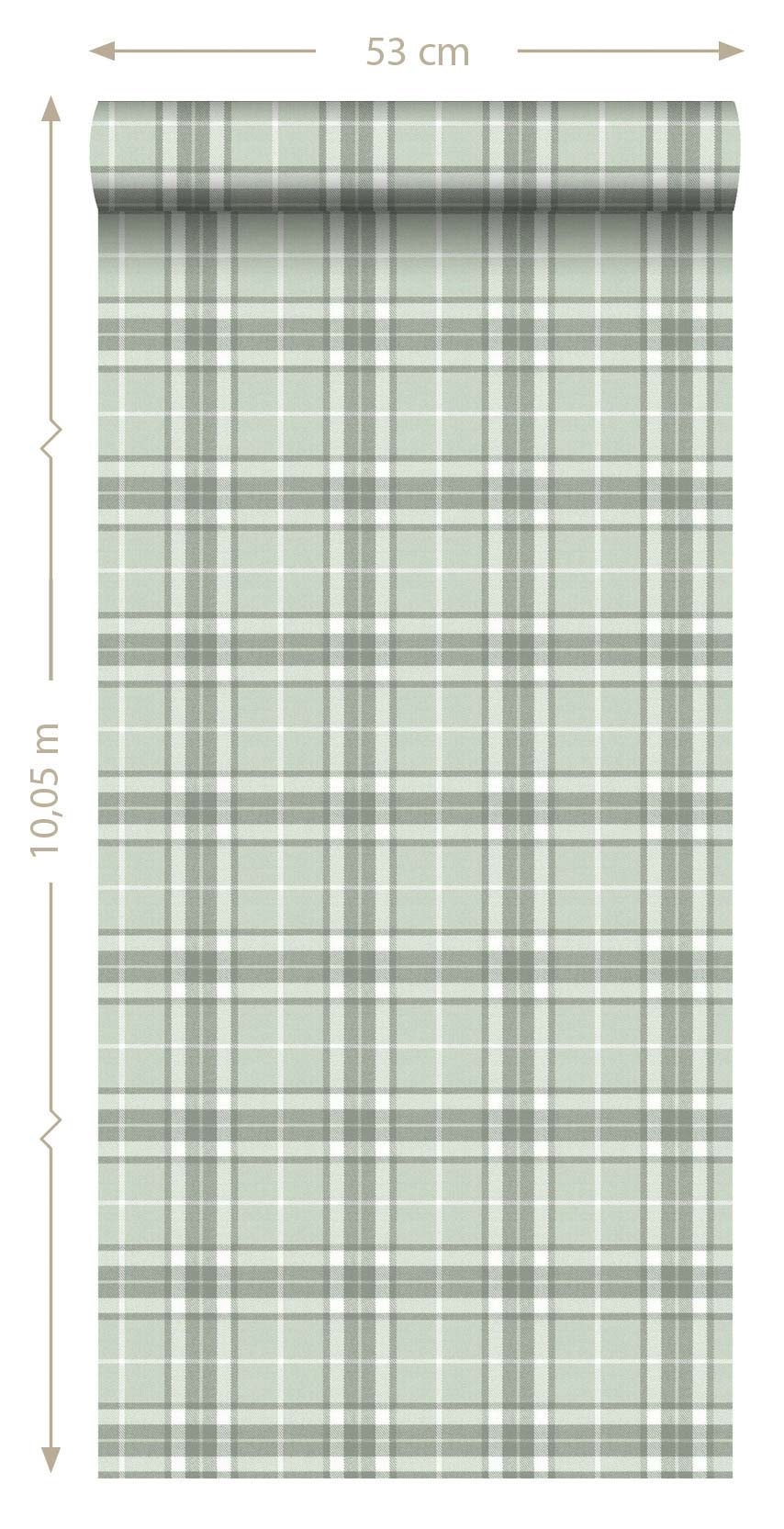 Karierte Tapete vintage mintgrün Vlies 138952