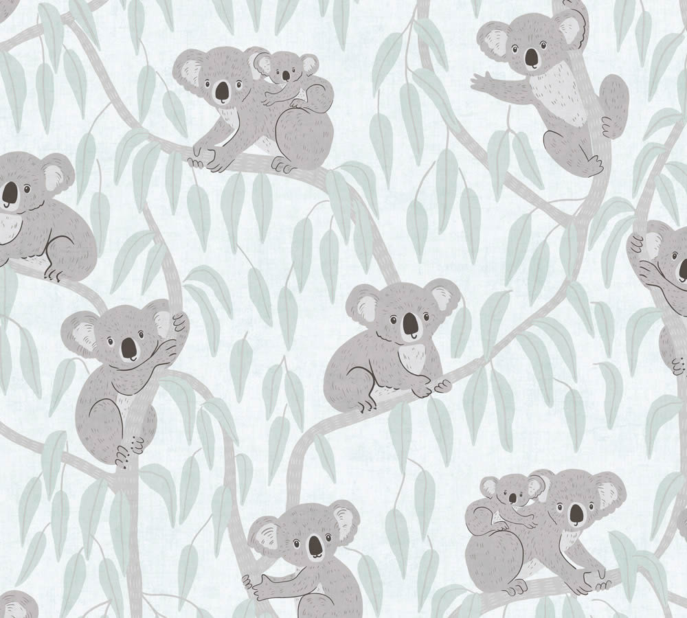 Mustertapete glatt matt Vlies Koala Bambuswald mint grün 771342-8-771342
