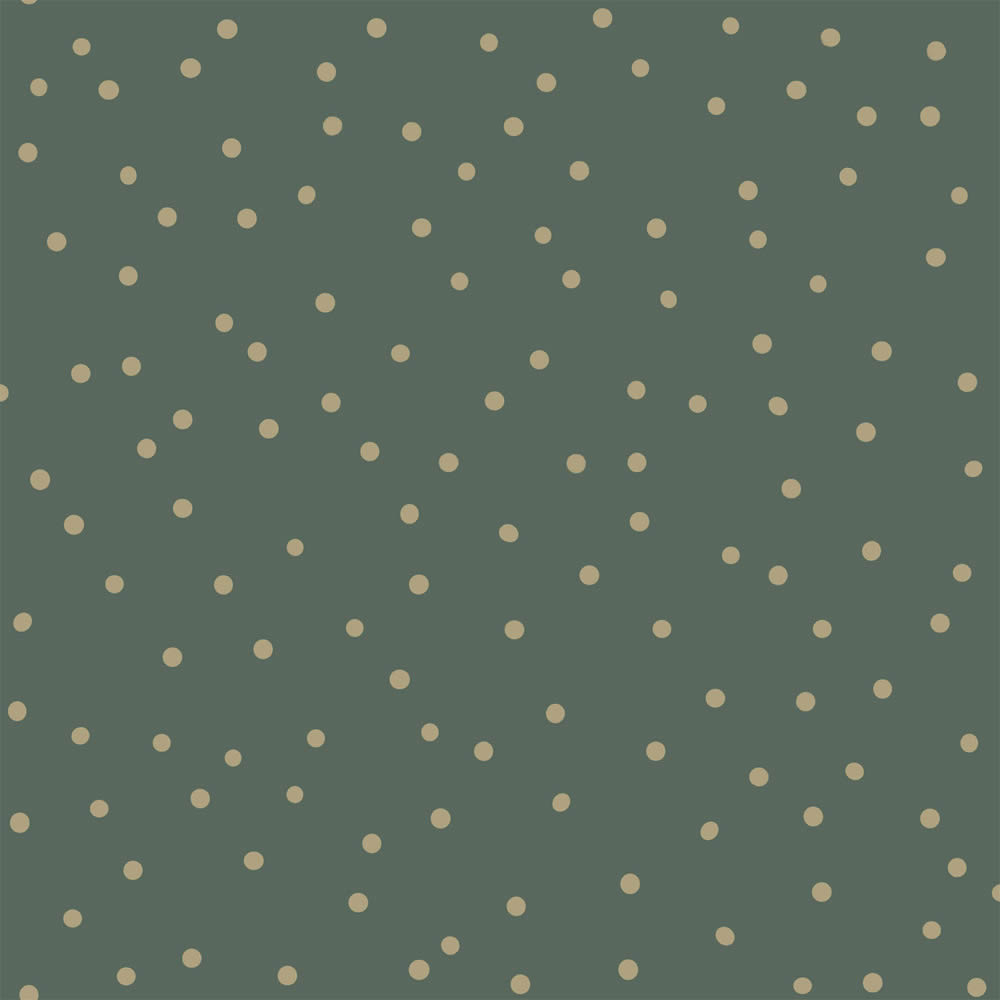Dark forest green and gold non-woven wallpaper dot pattern Woodland Rasch Textil 139275-23-139275.1M