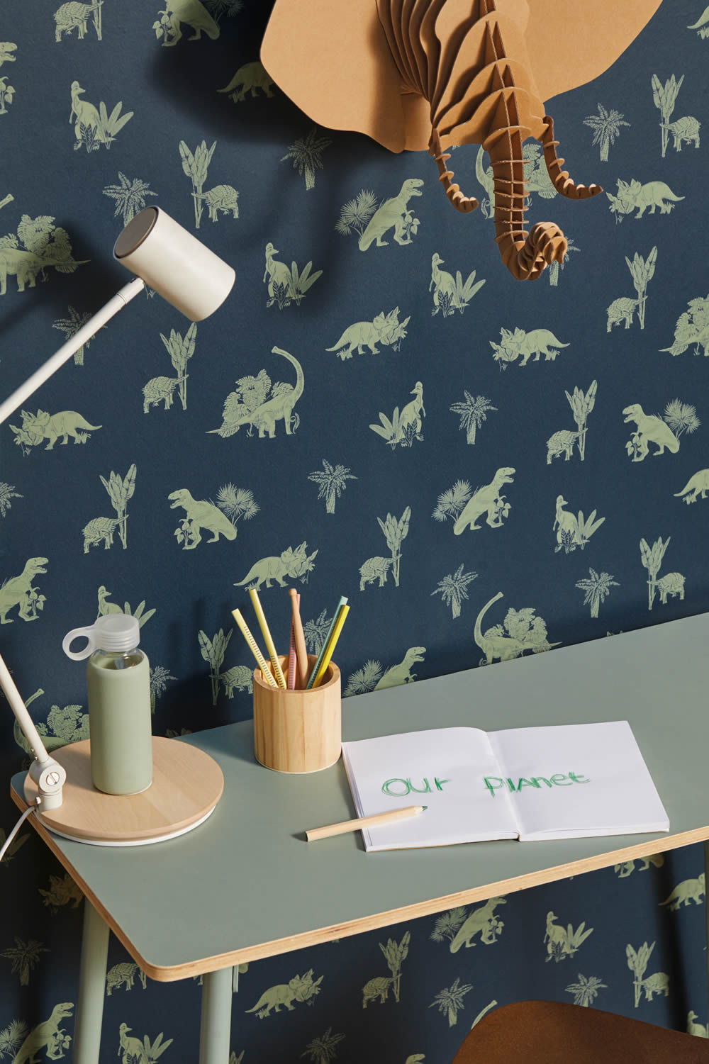 Wallpaper non-woven dark blue green dinosaurs Our Planet-36-OUP101936900.1M