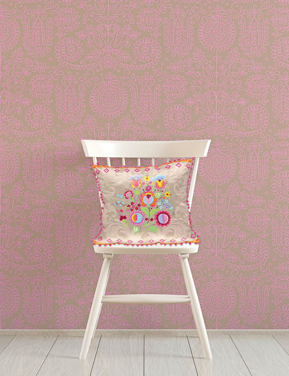 Wandbild Sand-Grau Blumen Verzierungen-65-TD4025